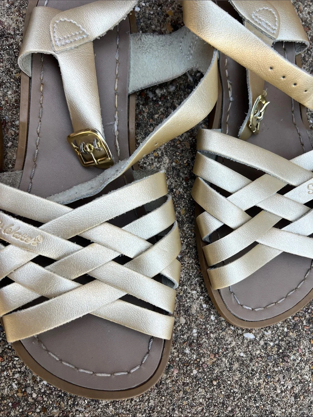 Salt Water Sandals by Hoy Kids Metallic Rose and Gold Strappy Sandals